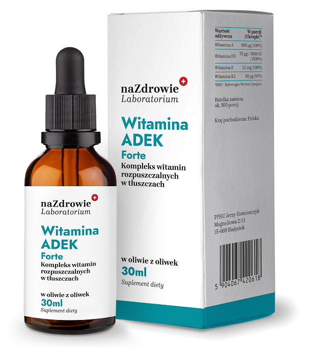 Na Zdrowie Witamina ADEK - A, D3, E, K2 mk7 krople - 30ml